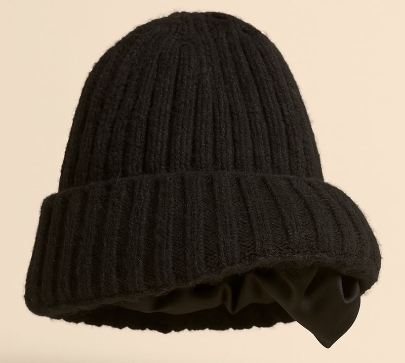 "Aspen" Cashmere Blend Ribbed Toque Black