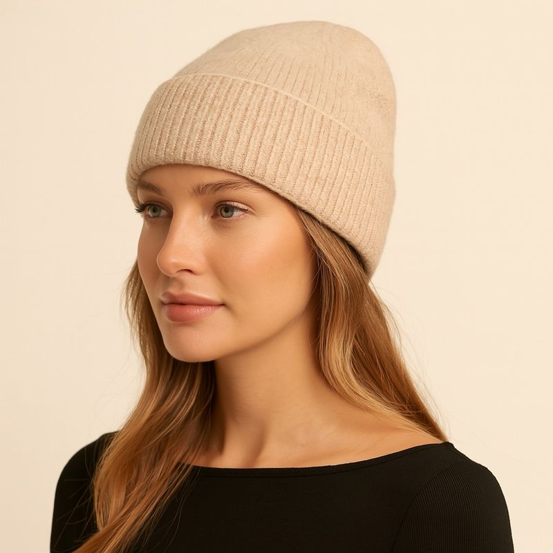 "Sechelt" Solid Wool Blend Toque Cream