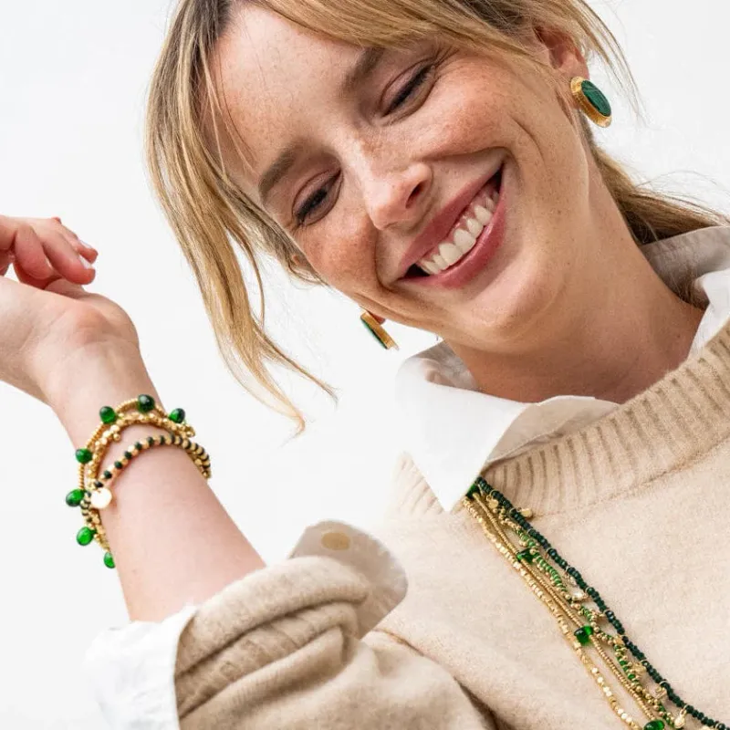 Kate Faceted Brass Beads Stretch Bracelet
