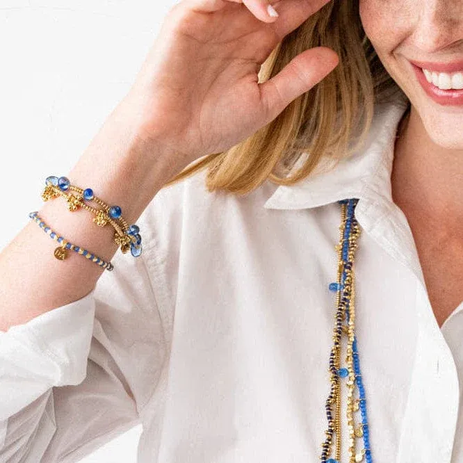 Kate Brass Cluster Beads Stretch Bracelet