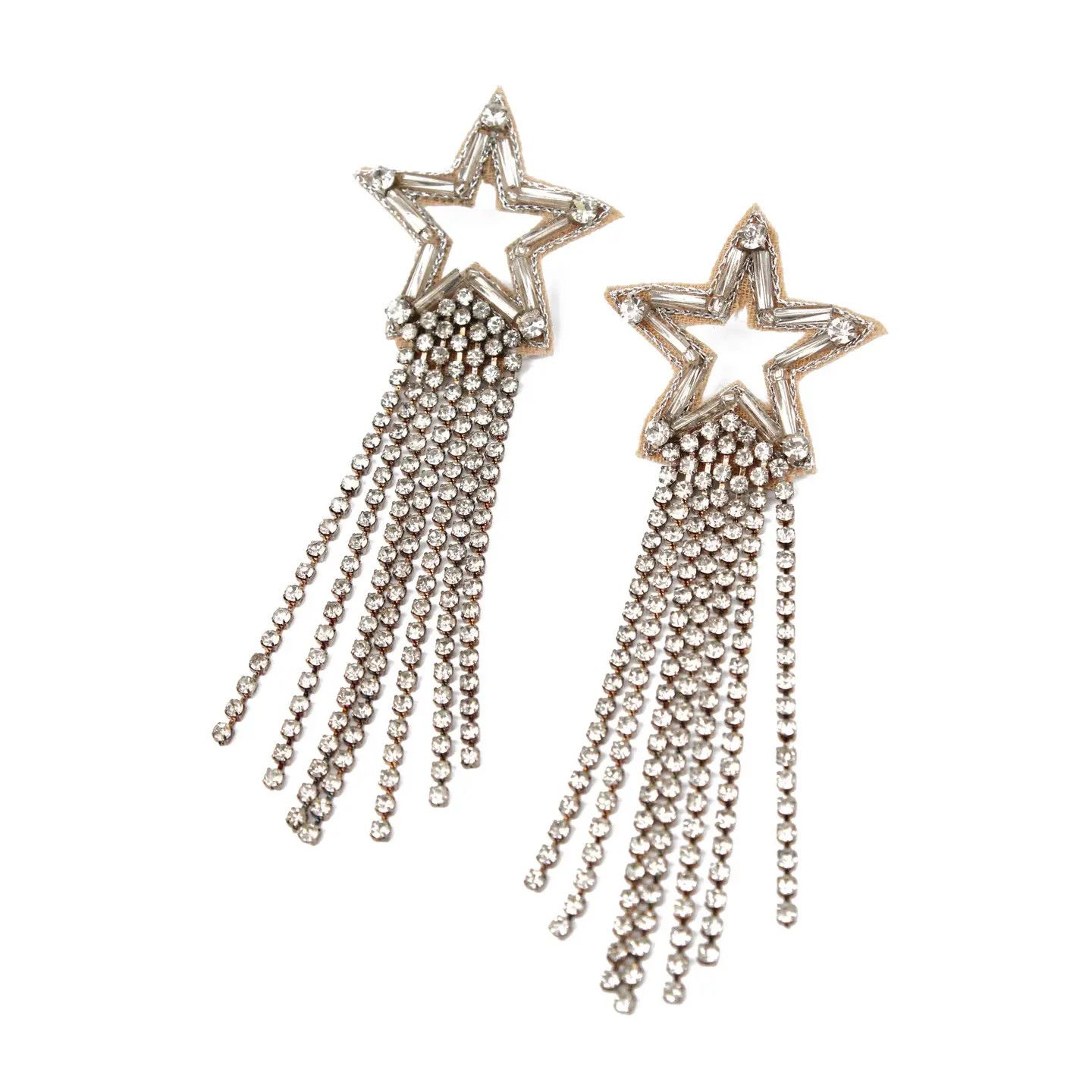 Silver Shooting Star Beaded Drops