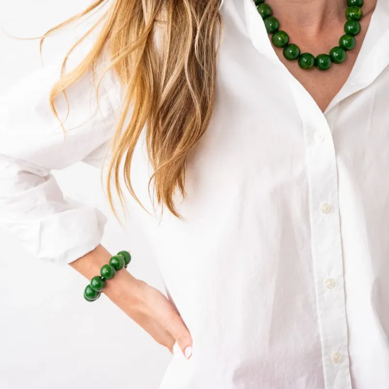 Cece Large Resin Bead Bracelet Green