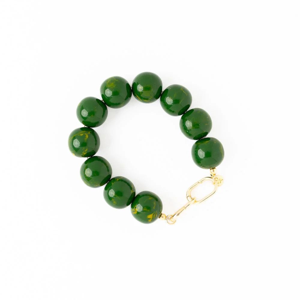 Cece Large Resin Bead Bracelet Green