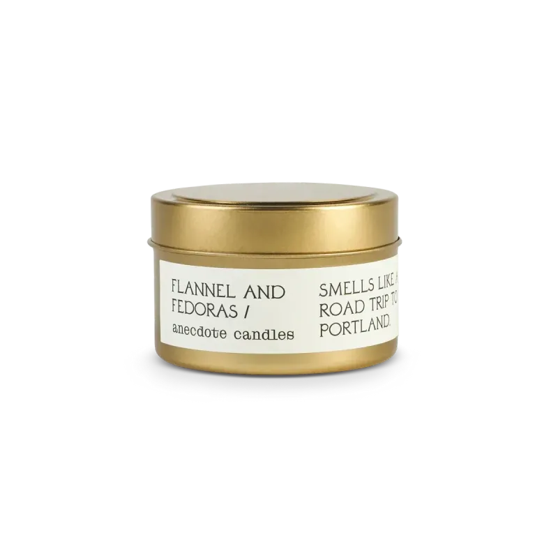 Travel Tin Candle Flannels and Fedoras