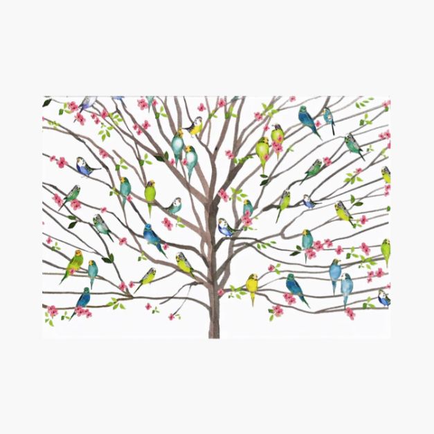 Note Cards Tree Of Budgies