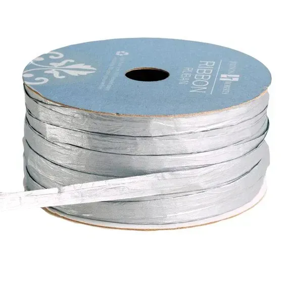 Ribbon Raffia Paper Silver