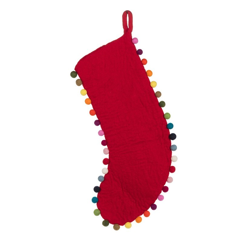 Stocking with Ball Edge Red