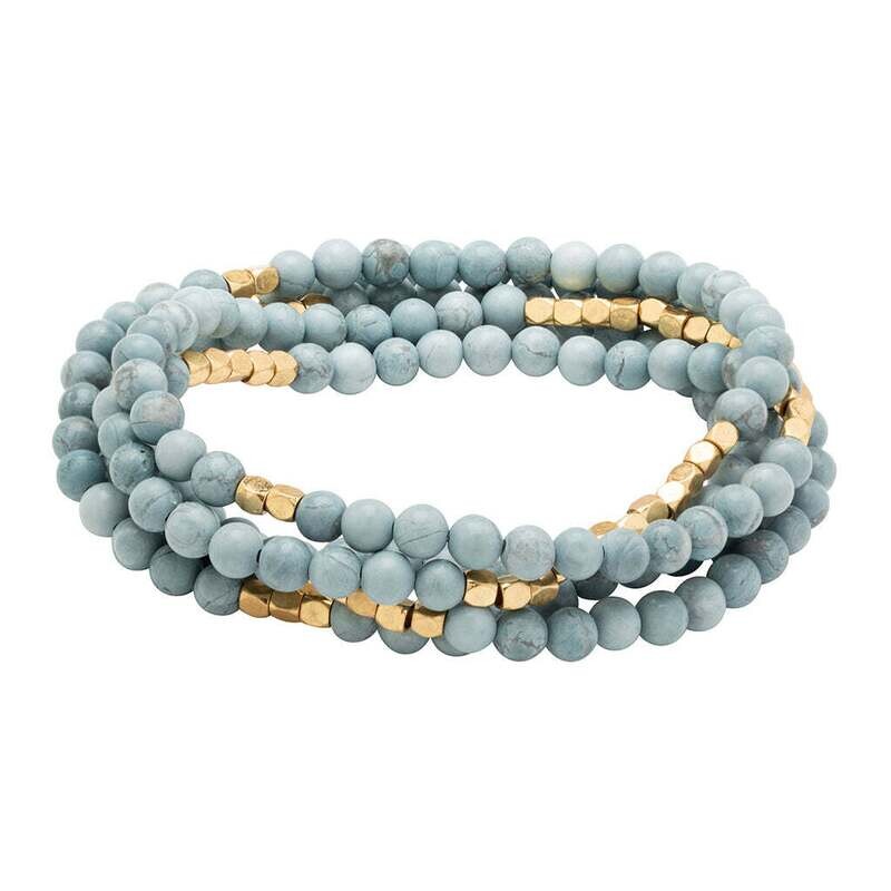 Stone Wrap Bracelet / Necklace Blue Howlite Stone of Harmony