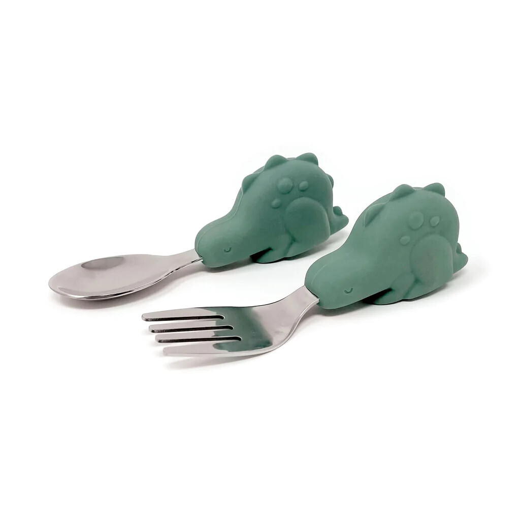 Training Utensils Set Green Dinosaur