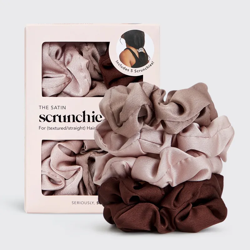 Satin Sleep Scrunchies 5pc Cameo