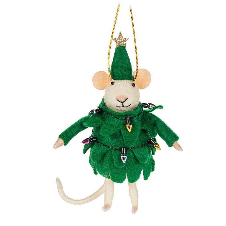Felt Ornament Mouse in Tree Suit