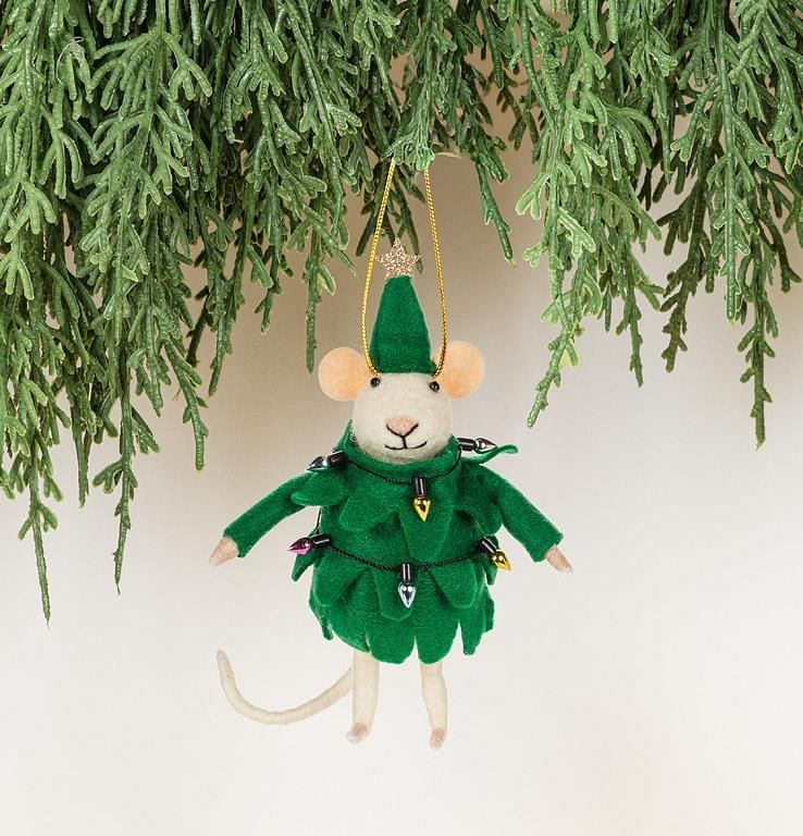 Felt Ornament Mouse in Tree Suit