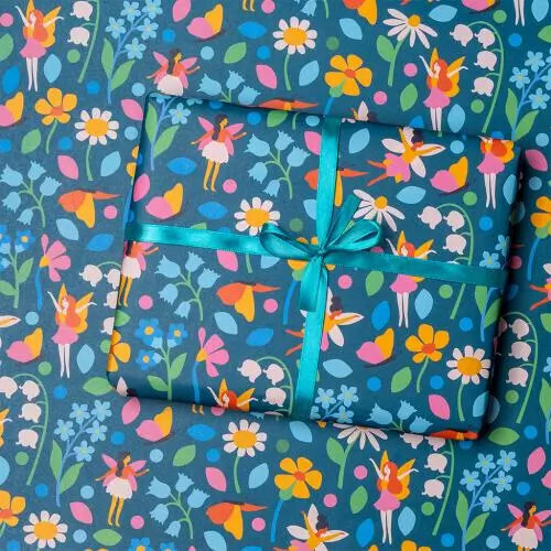 Wrapping Paper Sheets Fairies in The Garden