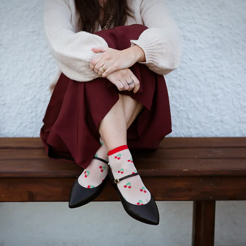 Sheer Fruit Ankle Socks Pineapple
