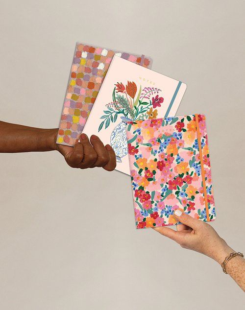 Sewn Trio Notebook Set White Vase Floral