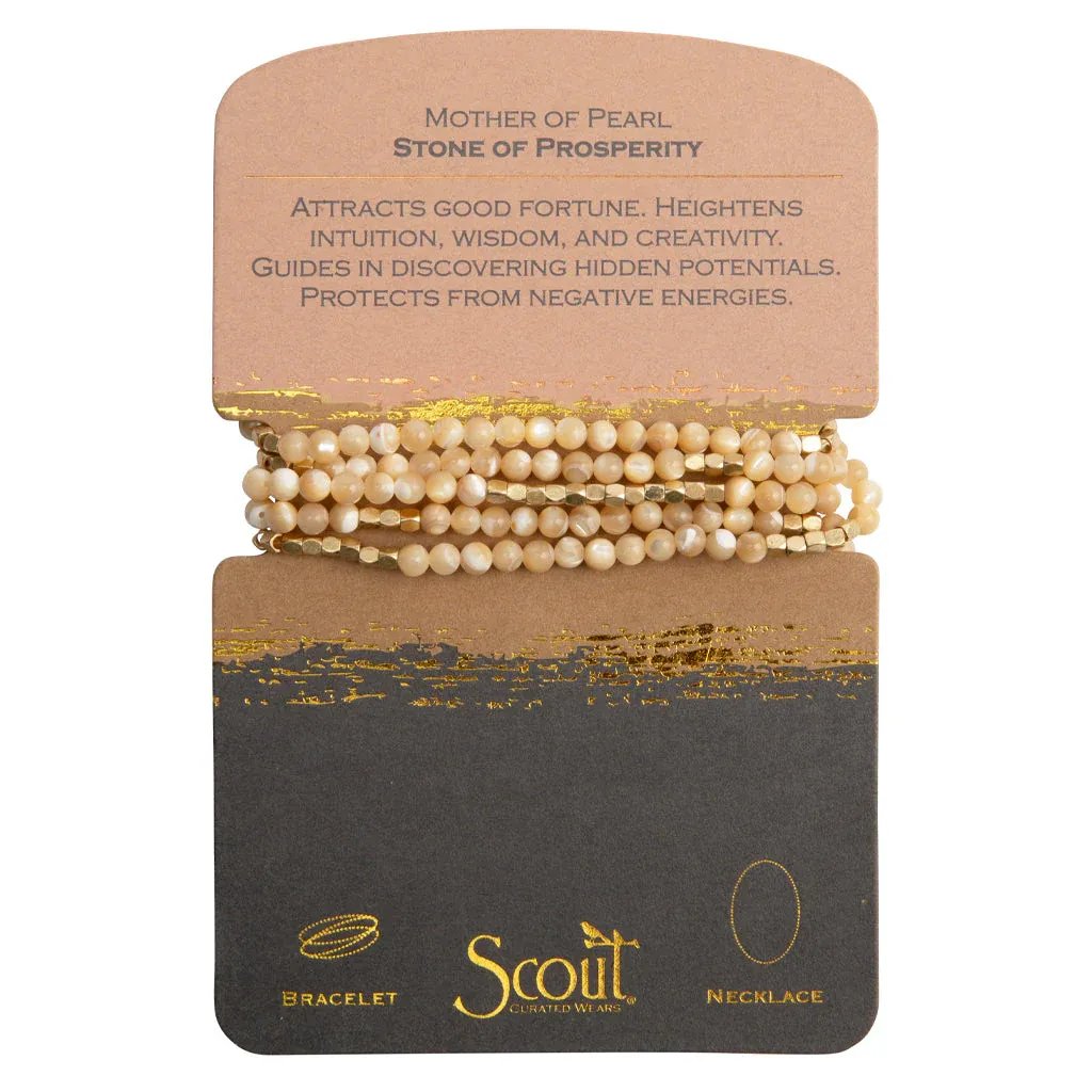 Stone Wrap Bracelet / Necklace Mother of Pearl Stone of Prosperity