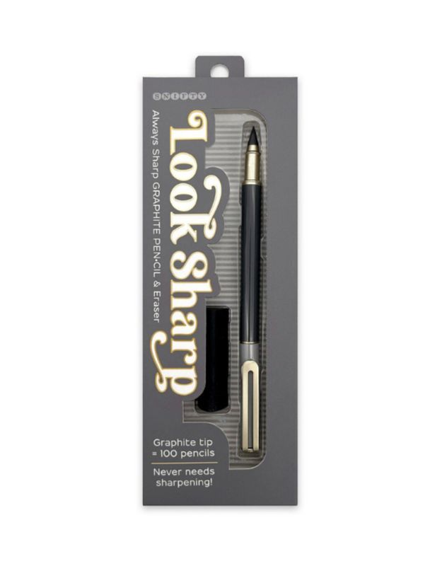 Look Sharp Pencil &amp; Eraser Set Gray