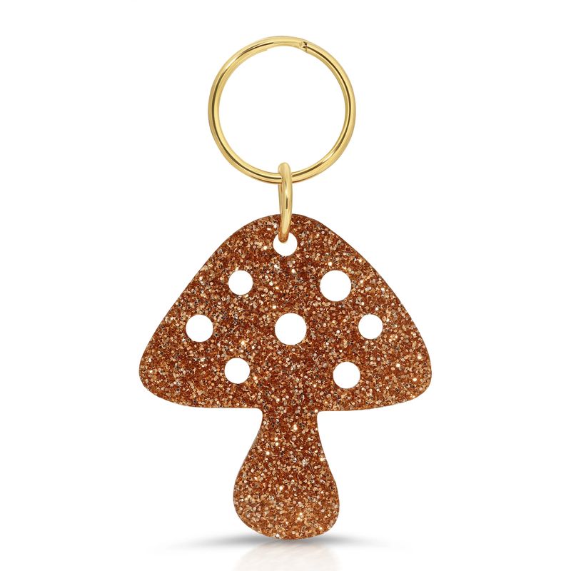Gold Glitter Acrylic Keychain Mushroom
