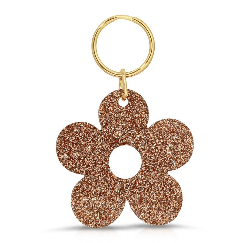Gold Glitter Acrylic Keychain Flower