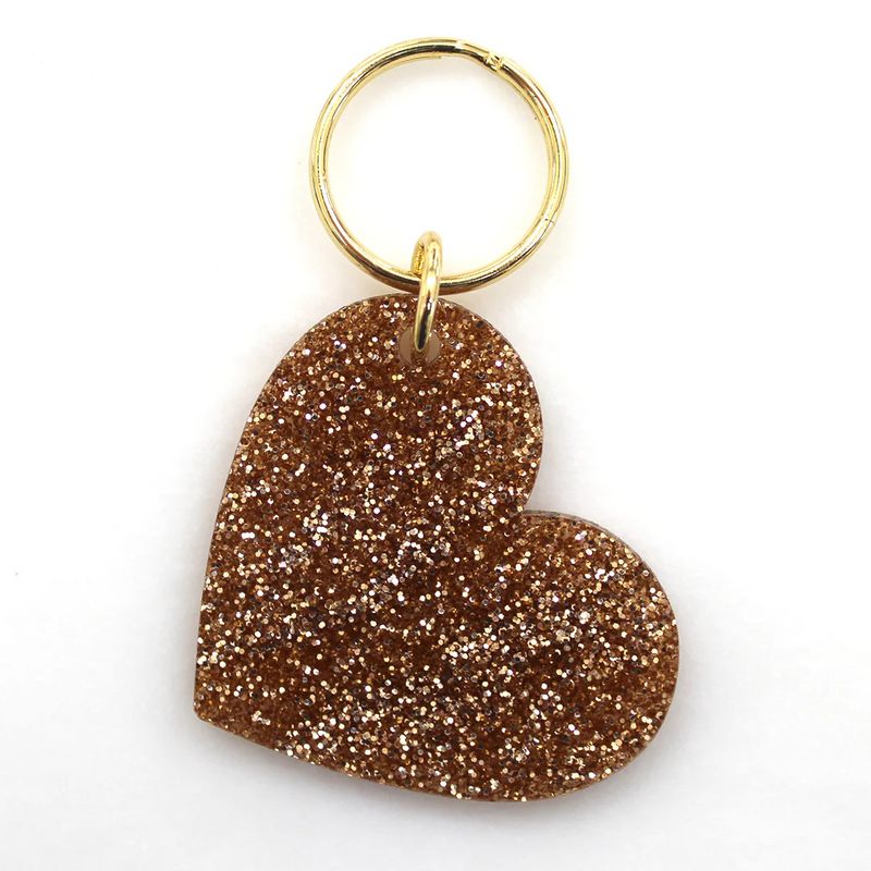 Gold Glitter Acrylic Keychain Heart