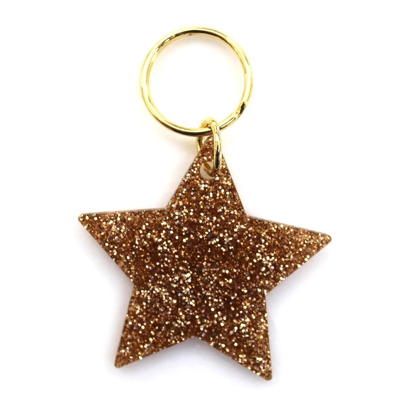 Gold Glitter Acrylic Keychain Star