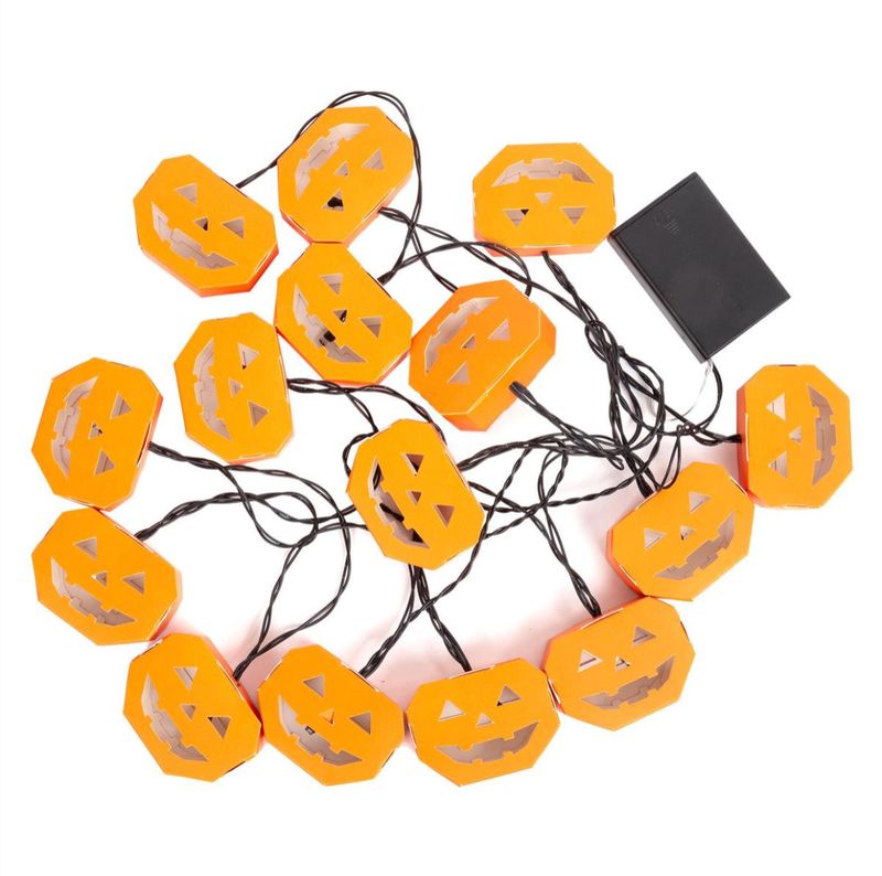 15 LED Pumpkin Lights Battery Operated
