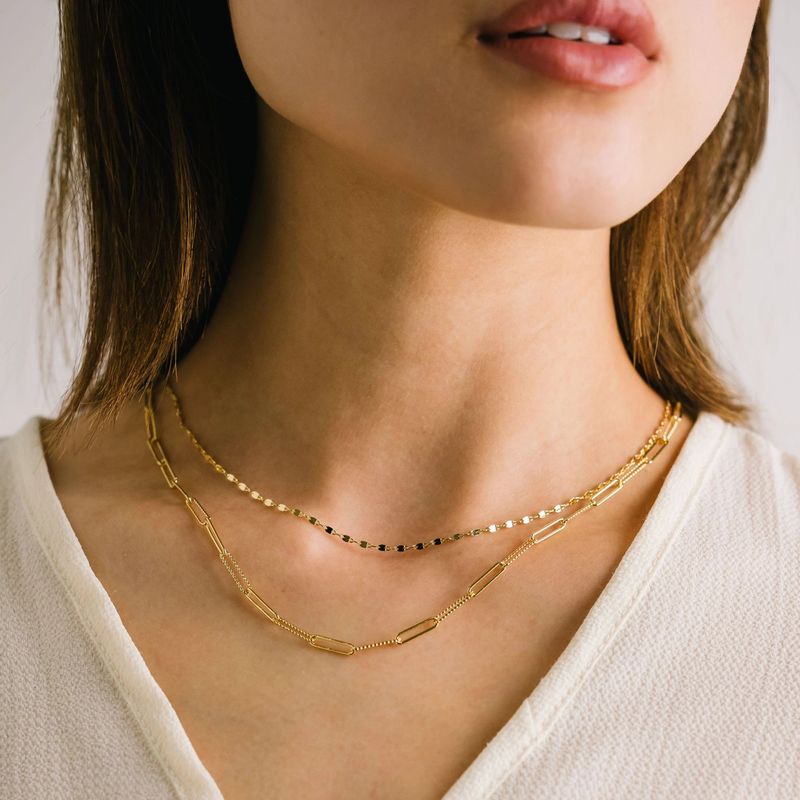Arlo Paperclip Layered Necklace Gold