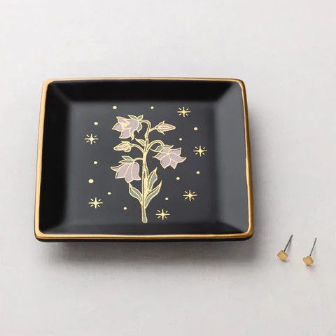 Jewelry Dish &amp; Stud Earring Set Flower