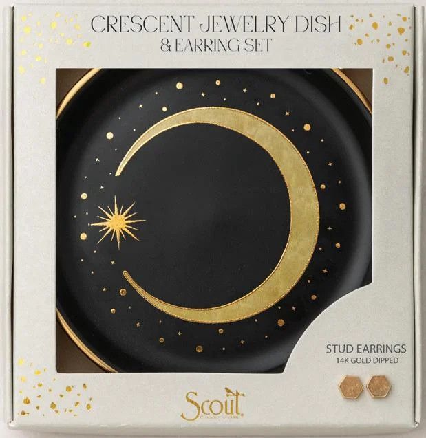 Jewelry Dish &amp; Stud Earring Set Crescent
