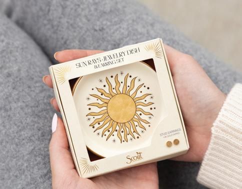 Jewelry Dish &amp; Stud Earring Set Crescent
