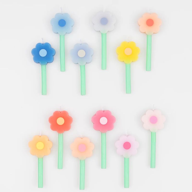 Rainbow Daisy Candles Set of 12