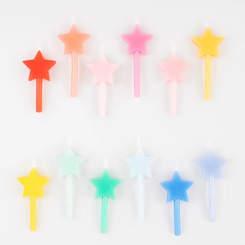 Rainbow Star Candles Set of 12
