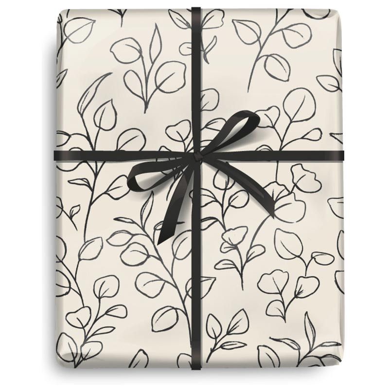 Gift Roll Wrap Black Crème Botanical