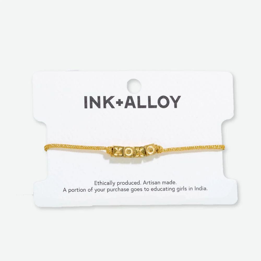 Goldie Gold Lurex Cord With Brass Letters Adjustable XOXO