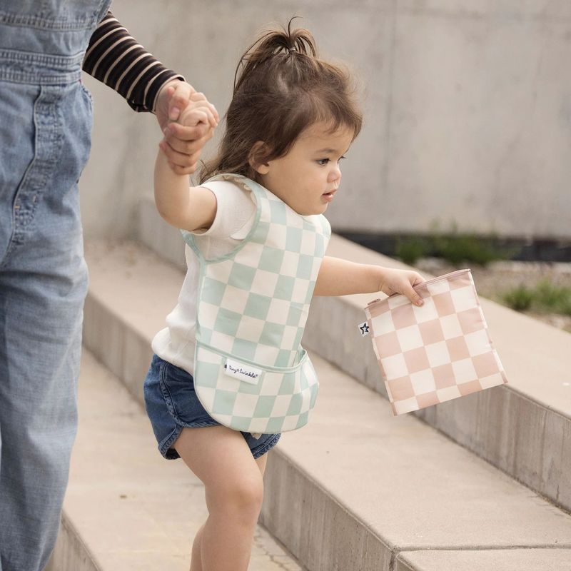 Mess-Proof Apron Bib Sage Checkers