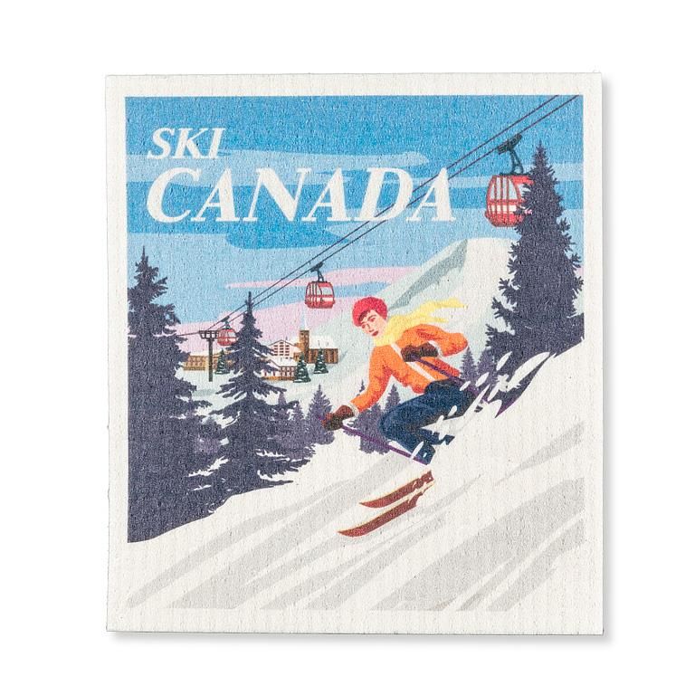 Graphic Ski Canada Swedish Dishcloth