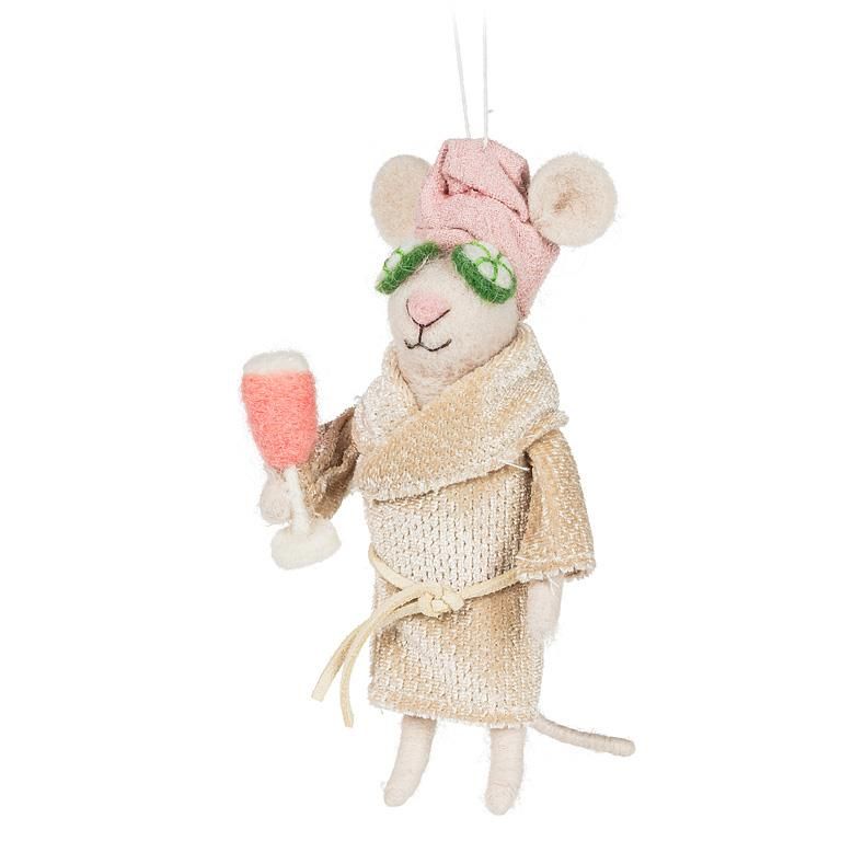 Felt Ornament Spa Mouse with Cucumbers