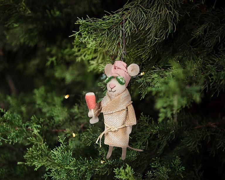 Felt Ornament Spa Mouse with Cucumbers