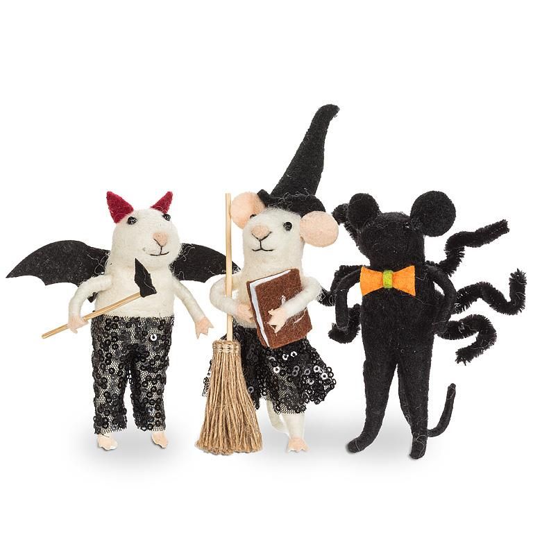 Felt Ornament Mice in Halloween Costume Assorted