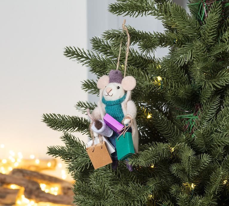 Felt Ornament Shopping Mouse