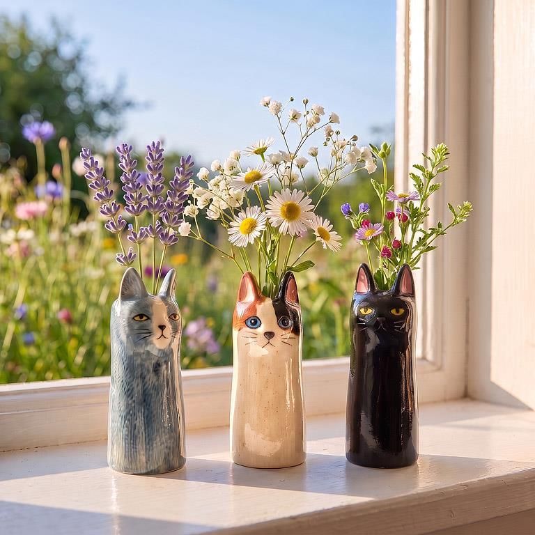 Skinny Cat Vase Black