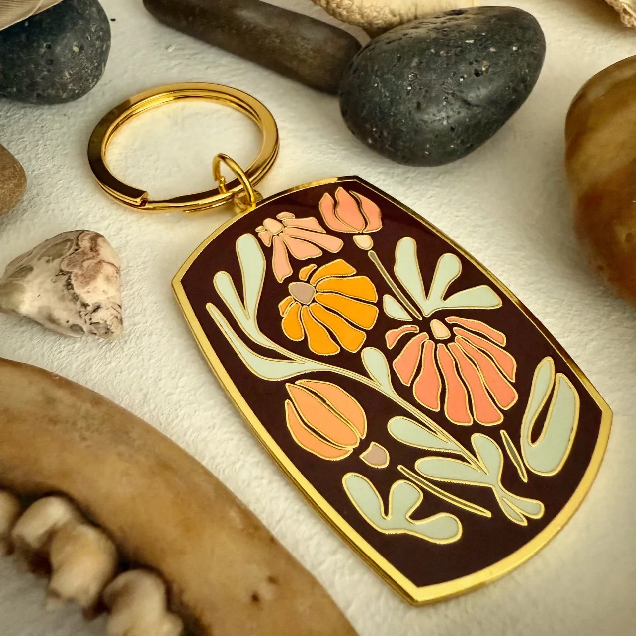 Enamel Keychain "Thaila "Floral
