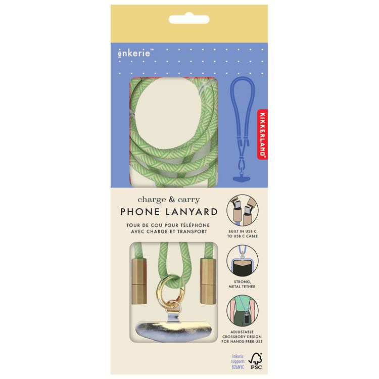 Inkerie Charge &amp; Carry Phone Lanyard Blue