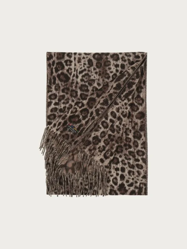 Cashmink Scarf Taupe With Leo Design
