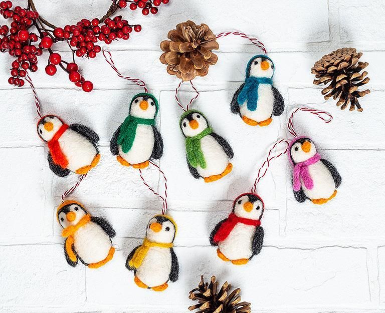 Felt Ornament Penguin With Hat Assorted