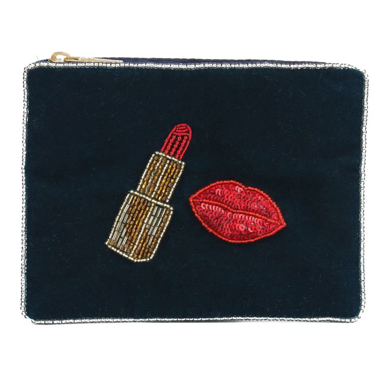 Small Beaded Velvet Pouch Makeup