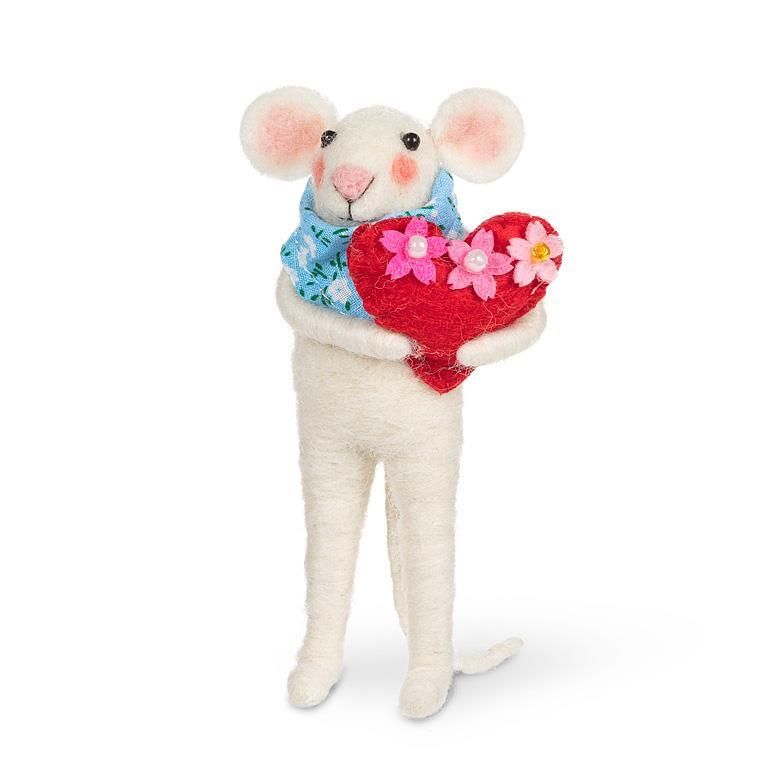 Felt Mouse Holding Heart