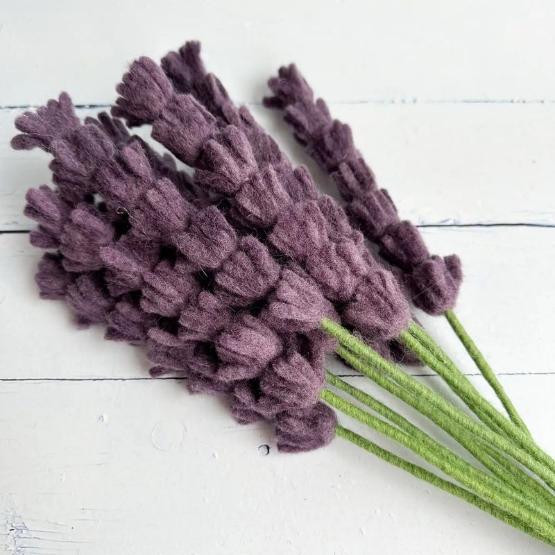 Single Dark Purple Felt Lavender Stem