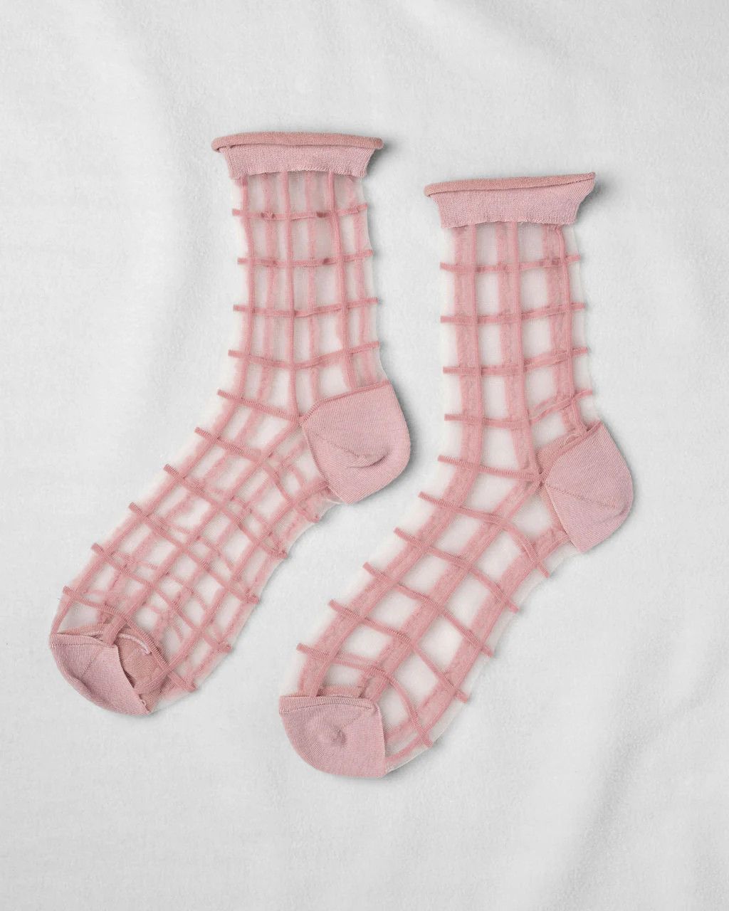 Sheer French Window Ankle Socks Petal