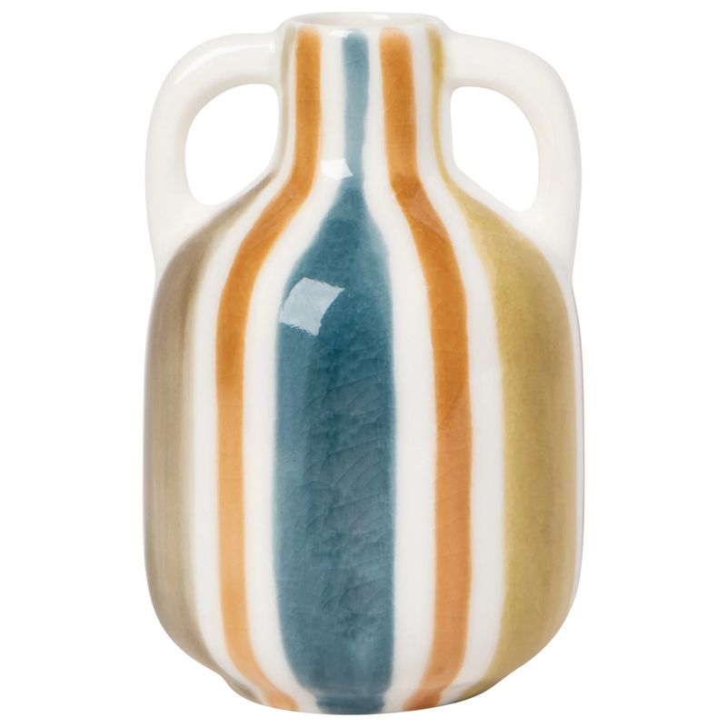 Bud Vase Ceramic Rustic Stripe